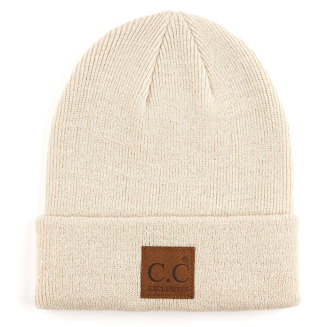 Beige CC Beanie Hat