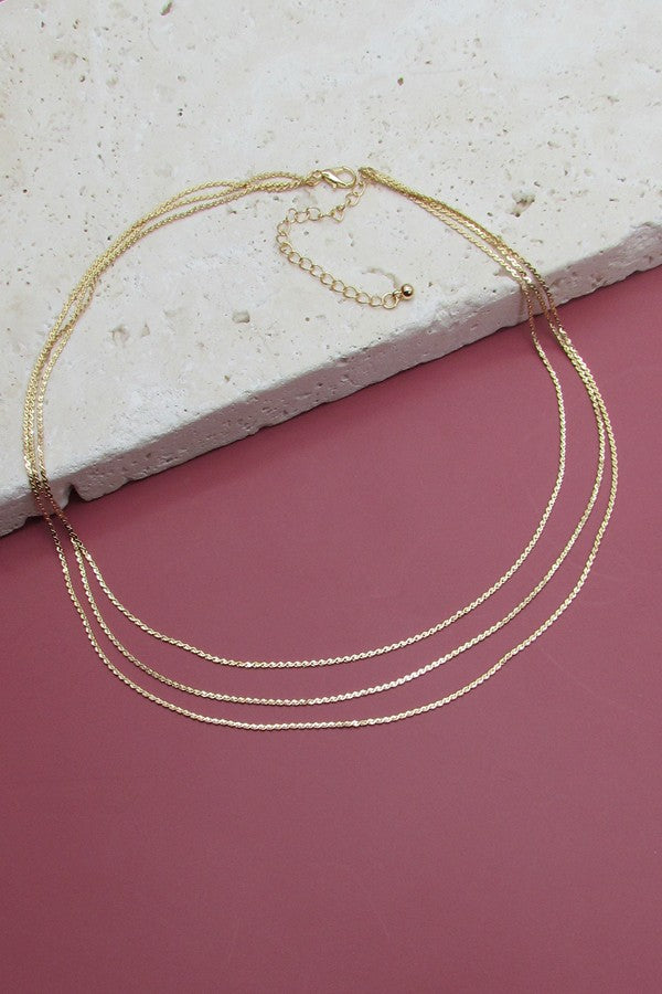 Triple Thin Layer Necklace (Gold)