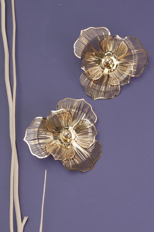 Gold Flower Post Earrings