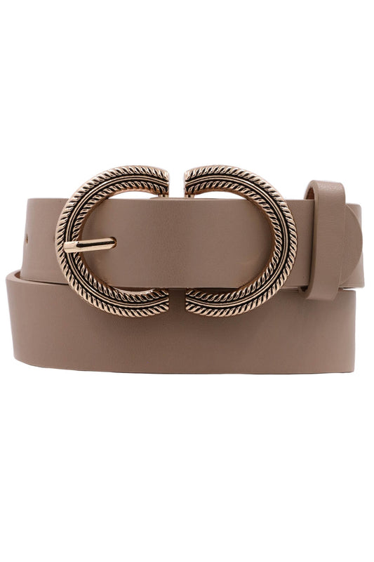 Taupe Texture Buckle Belt