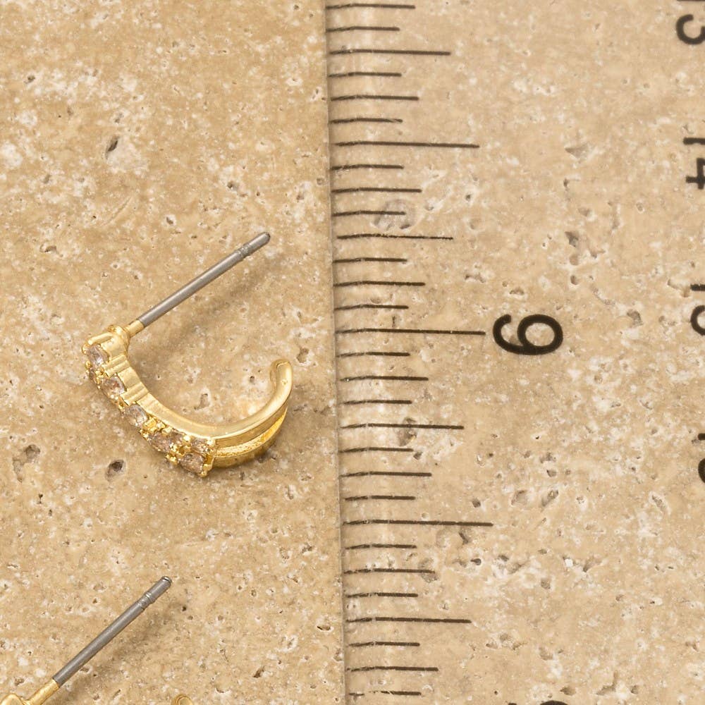 Gold X Pave Earrings