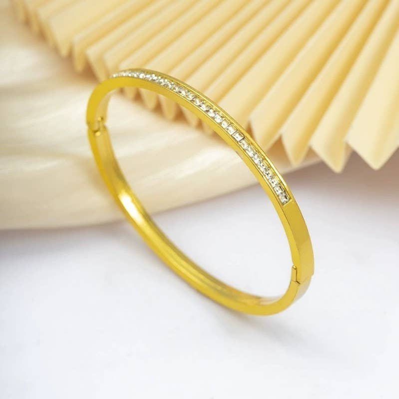 Half-Round Rhinestone Bangle