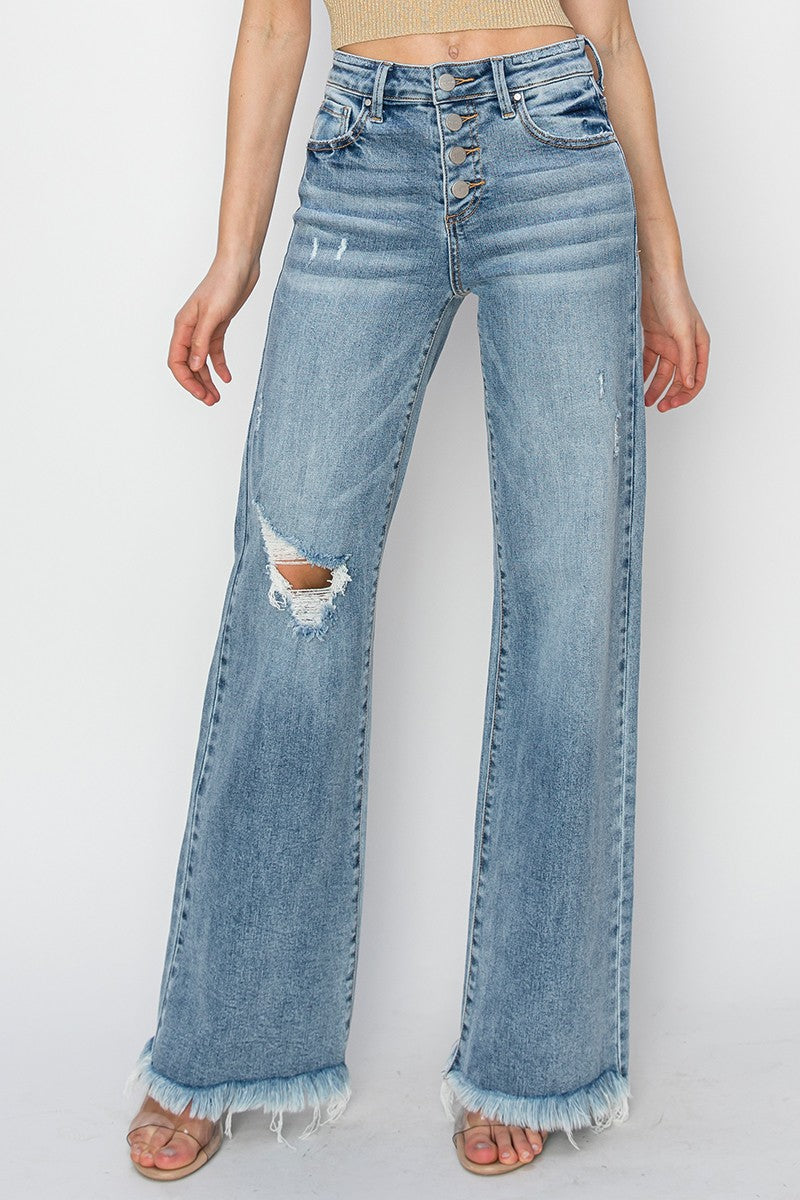 Mid Rise Wide Leg Denim