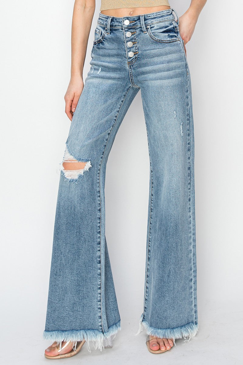 Mid Rise Wide Leg Denim