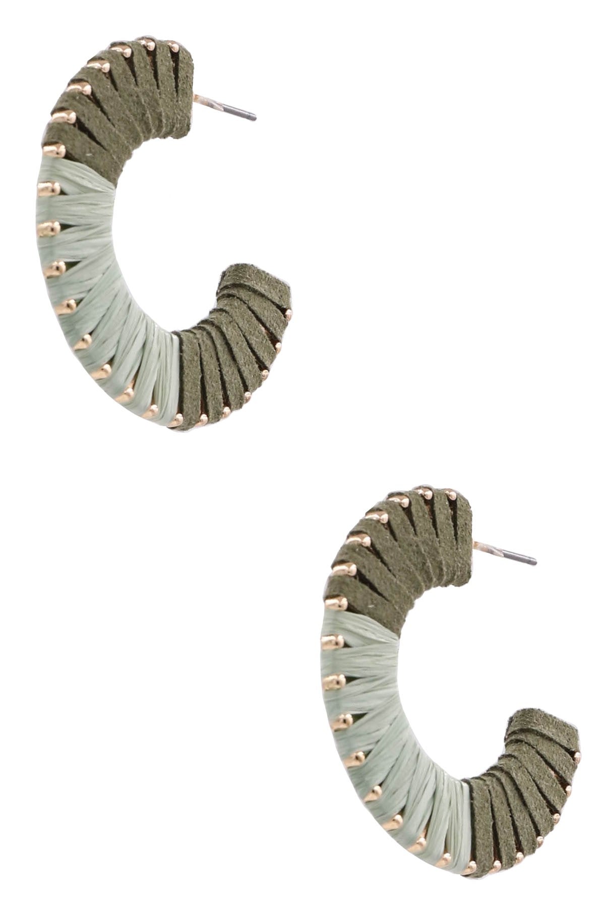 Paper Raffia Olive Earrings