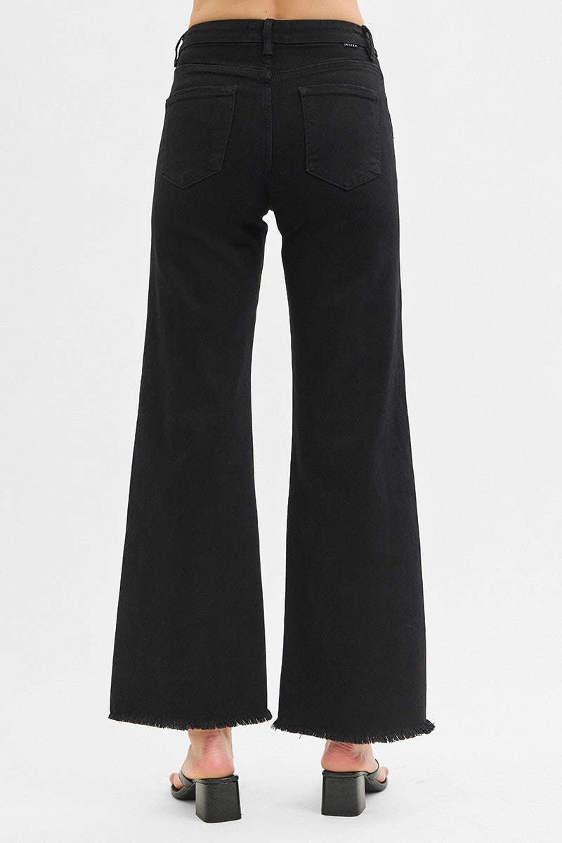 High Rise Wide Leg Black Denim