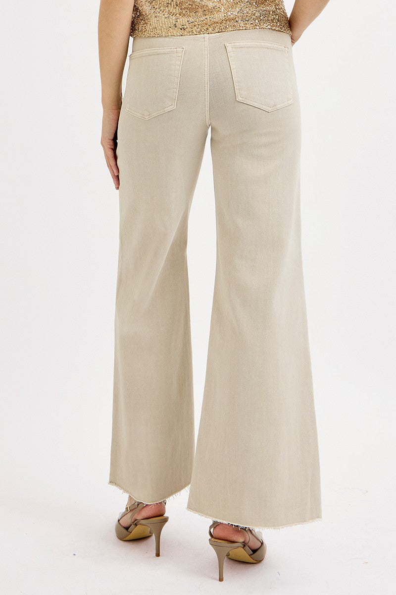 High Rise Wide Leg Almond Demin