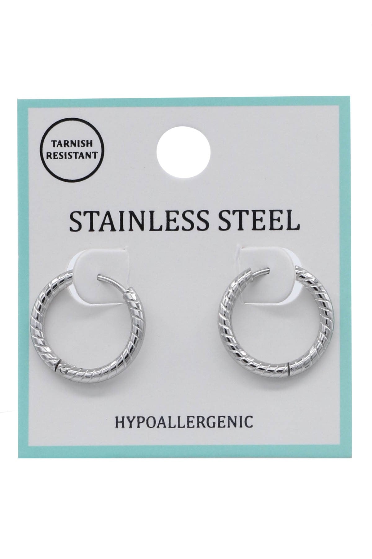 Silver Textured Stainless Steel Hoop