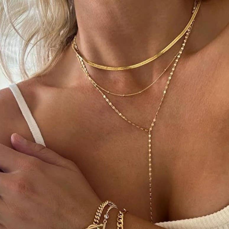 18K Gold Stainless Steel Y Necklace