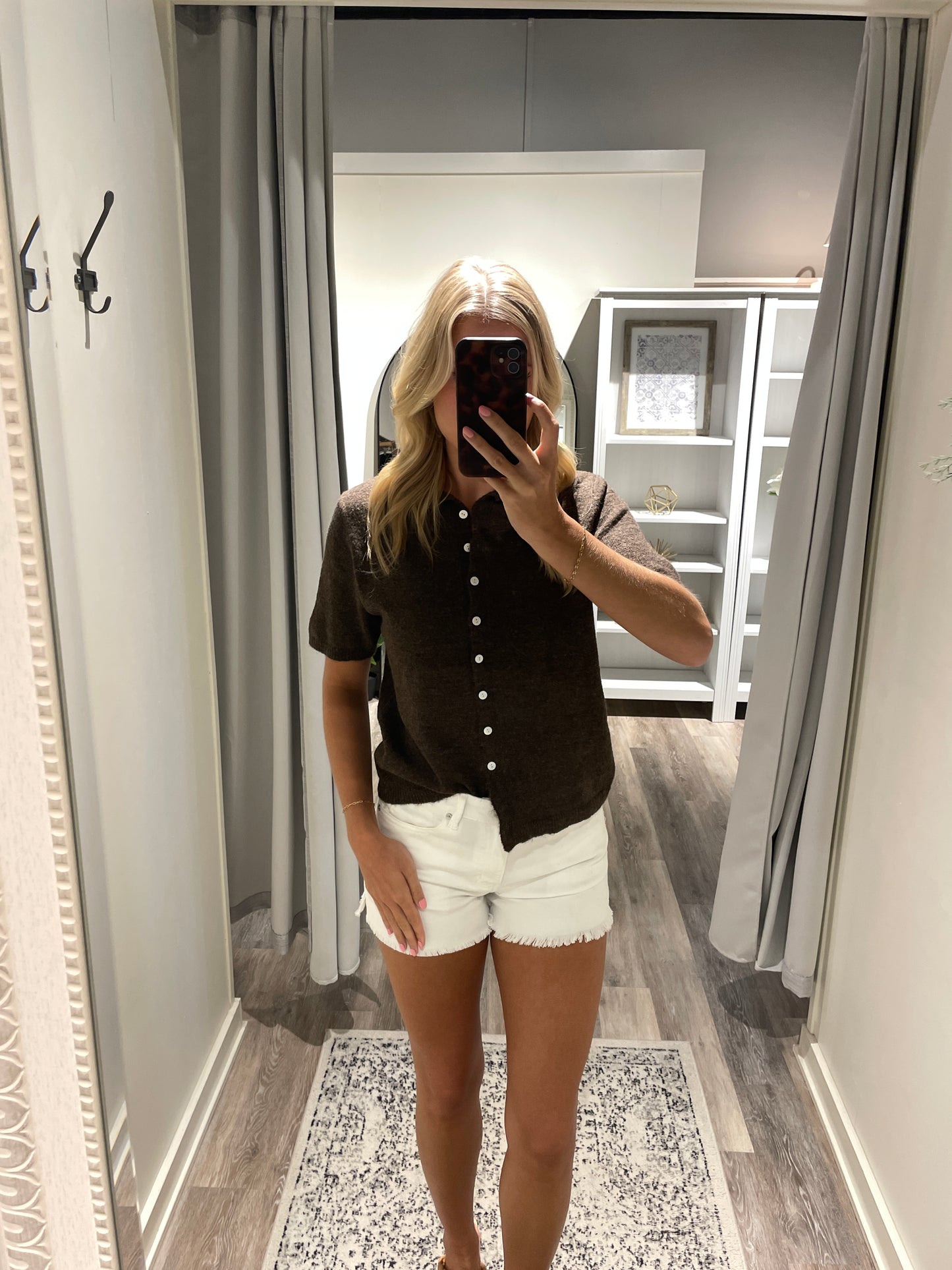 Espresso Short Sleeve Essential Button Down