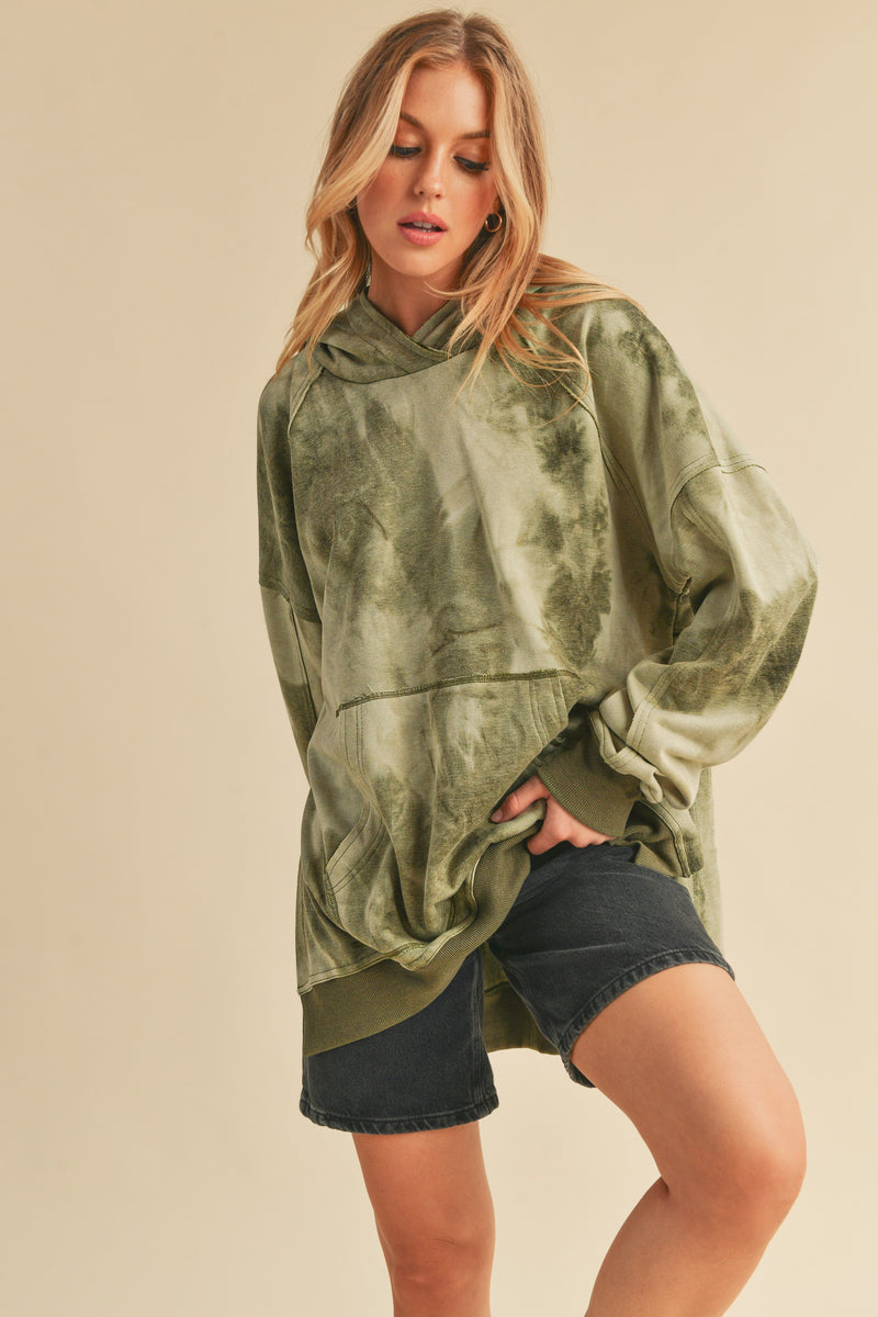 Olive green tie dye outlet hoodie