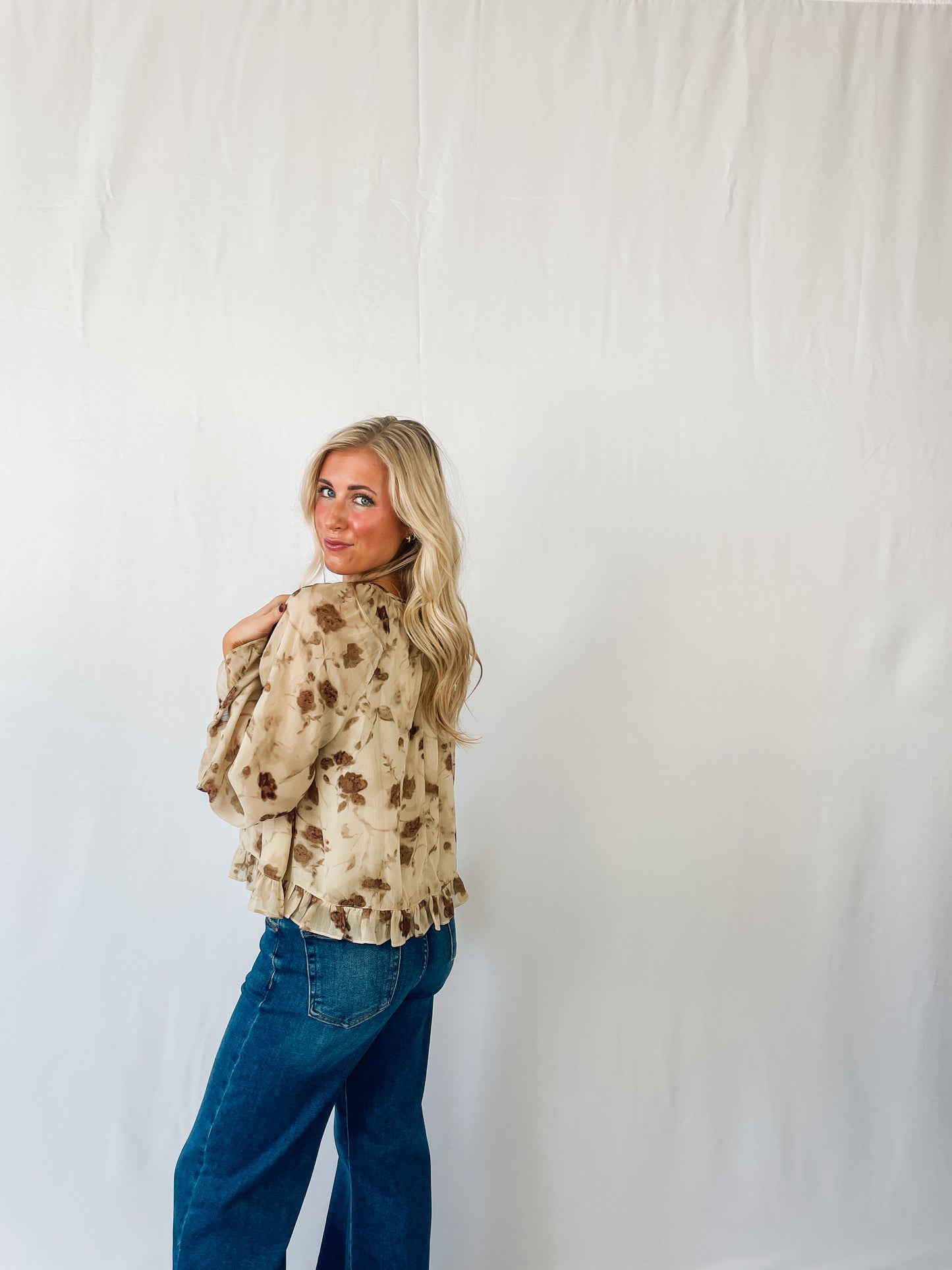 Autumn Flower Chiffon Blouse
