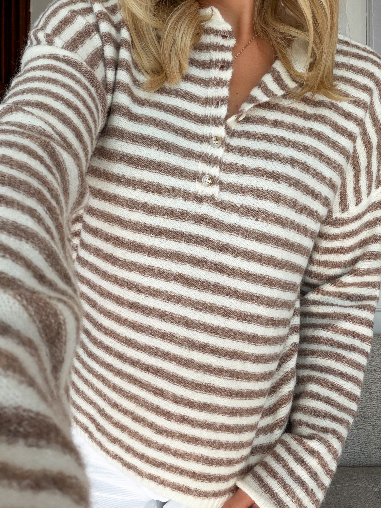 Coco Stripe Henley Knit Pullover