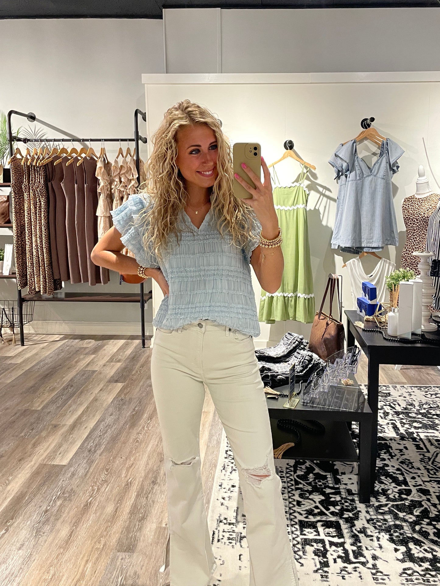 Flowy Woven Shirred Top