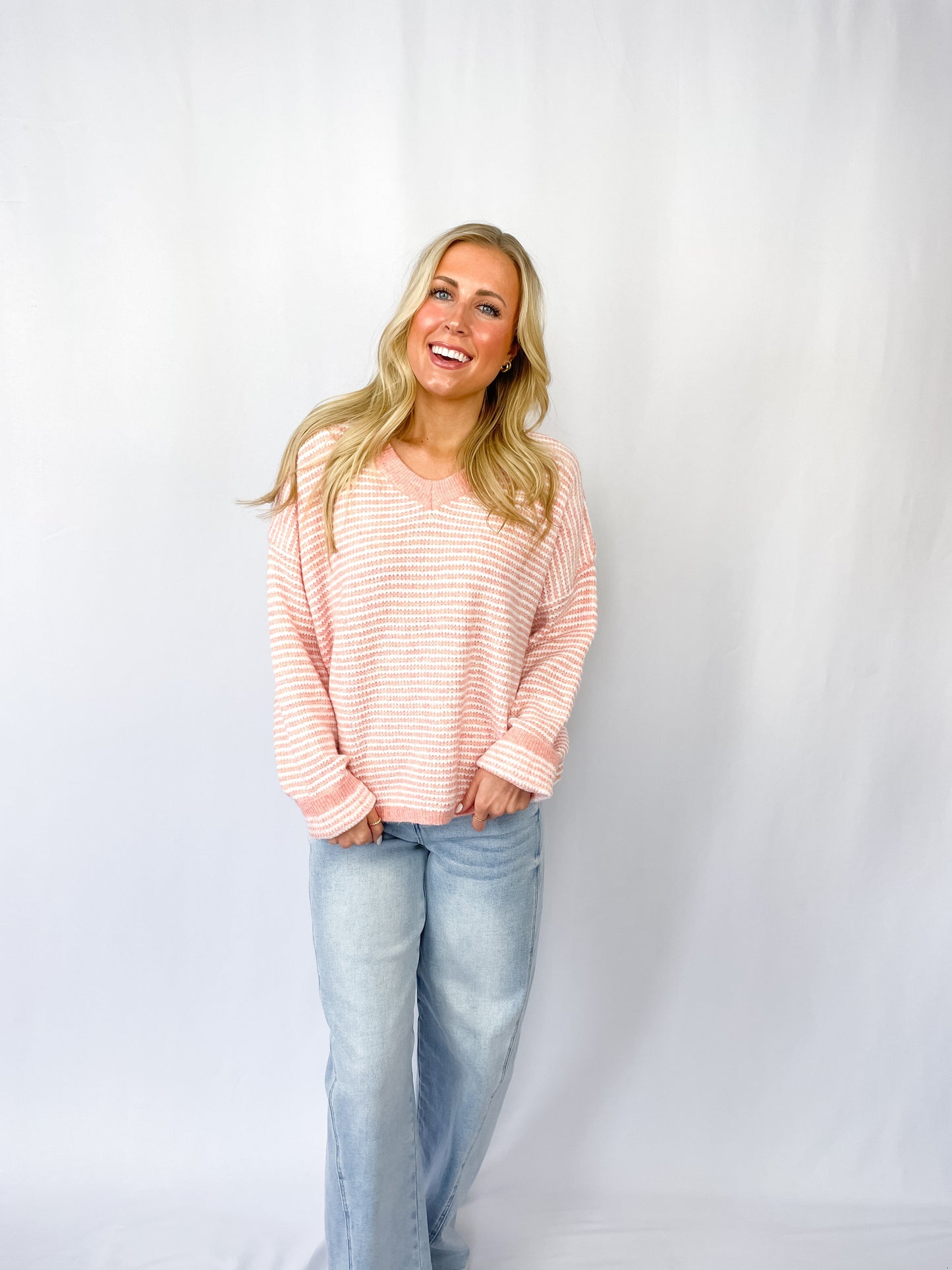 Coral Fine Line Sweater