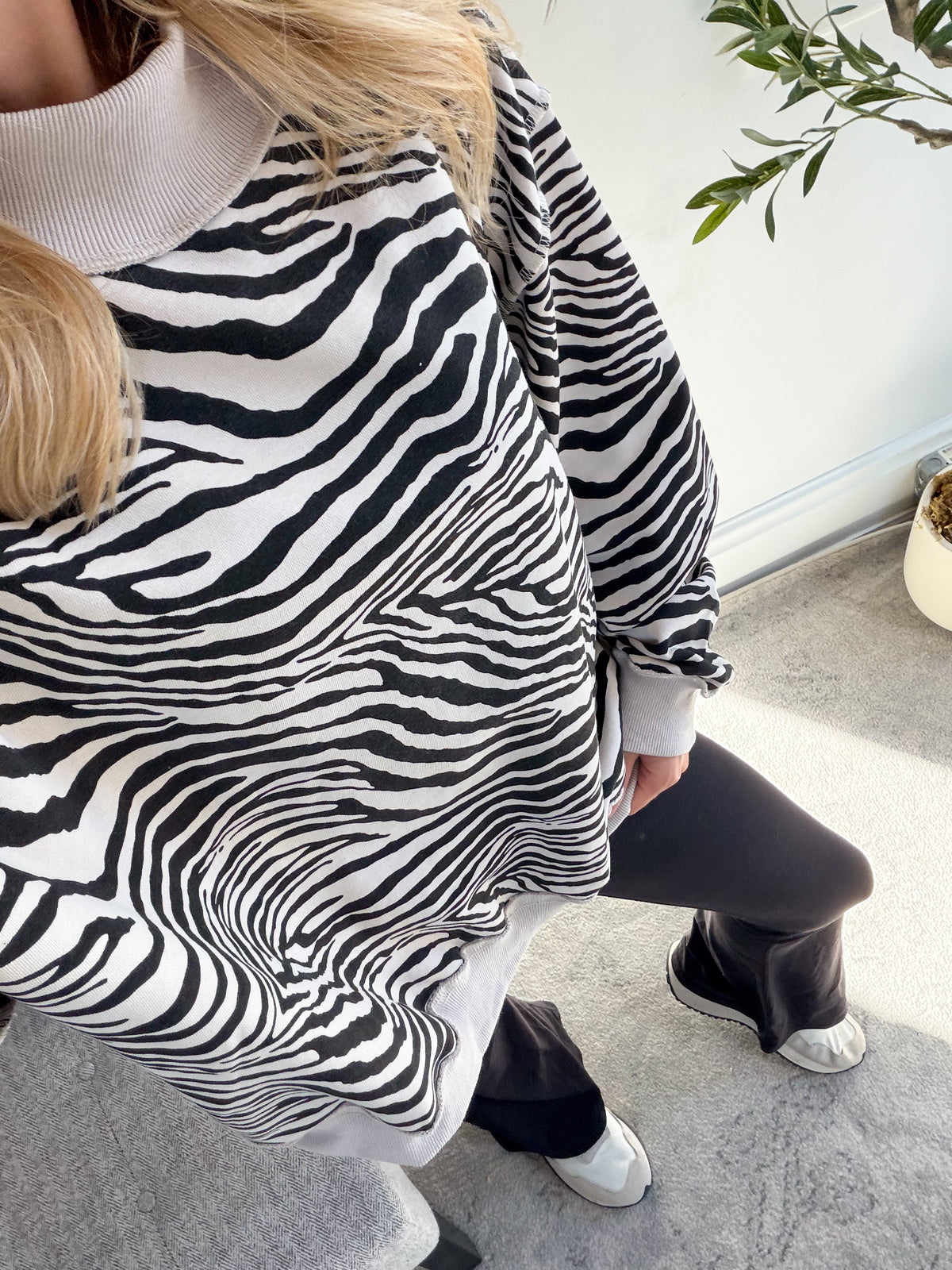 Zebra Mock Neck