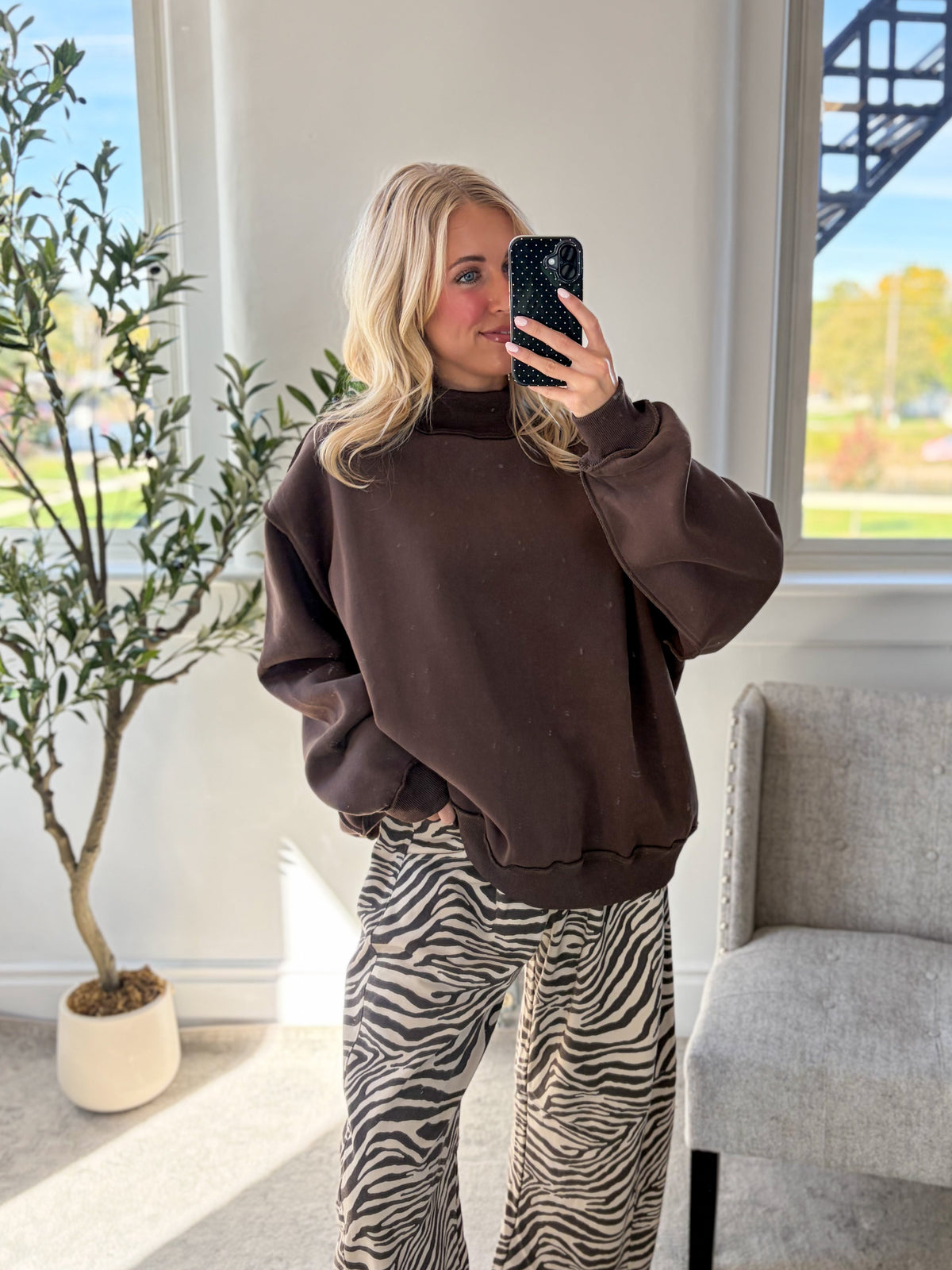 Chocolate Mock Neck