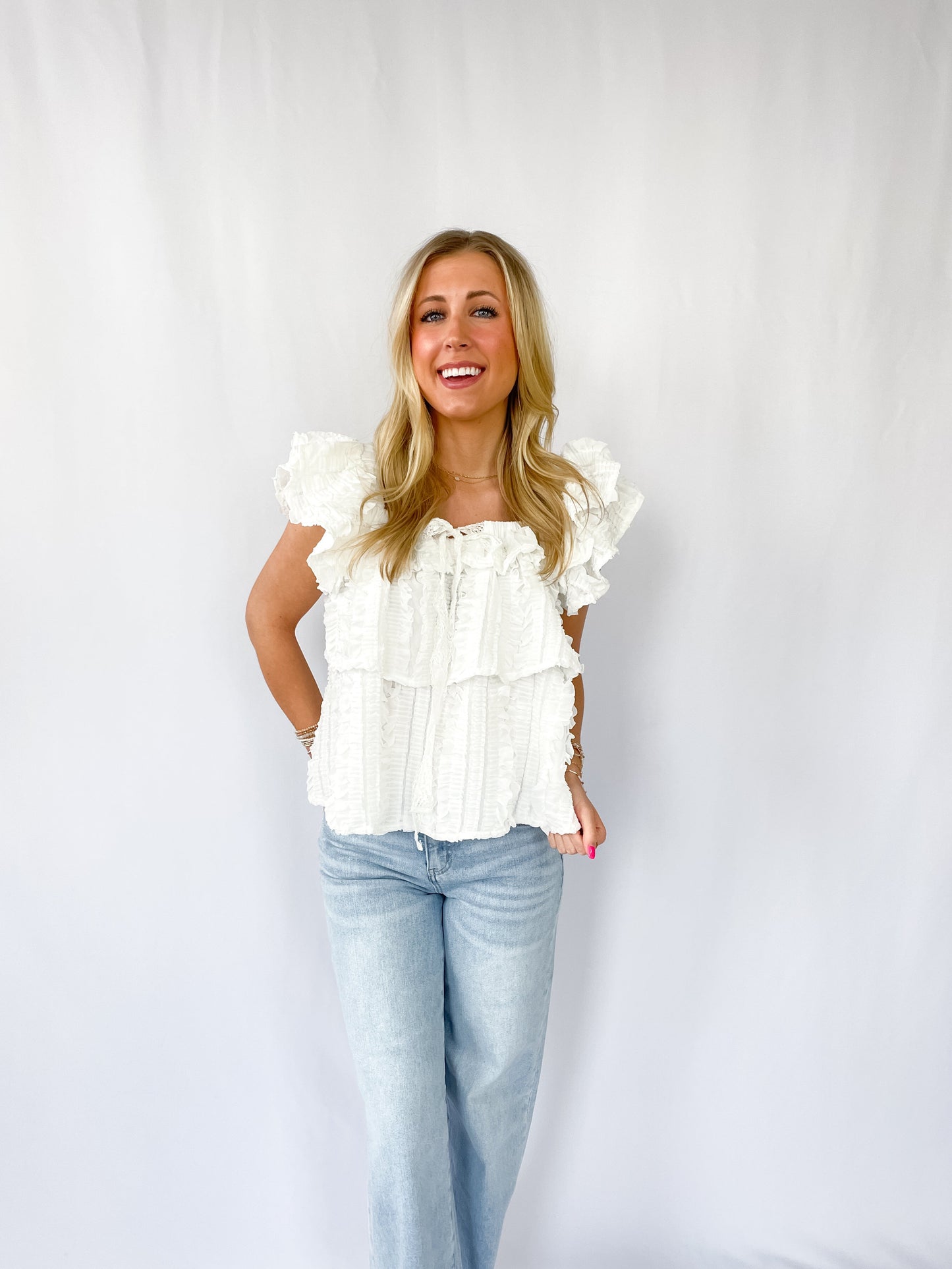 Ruffle Lace Trim Tank Top