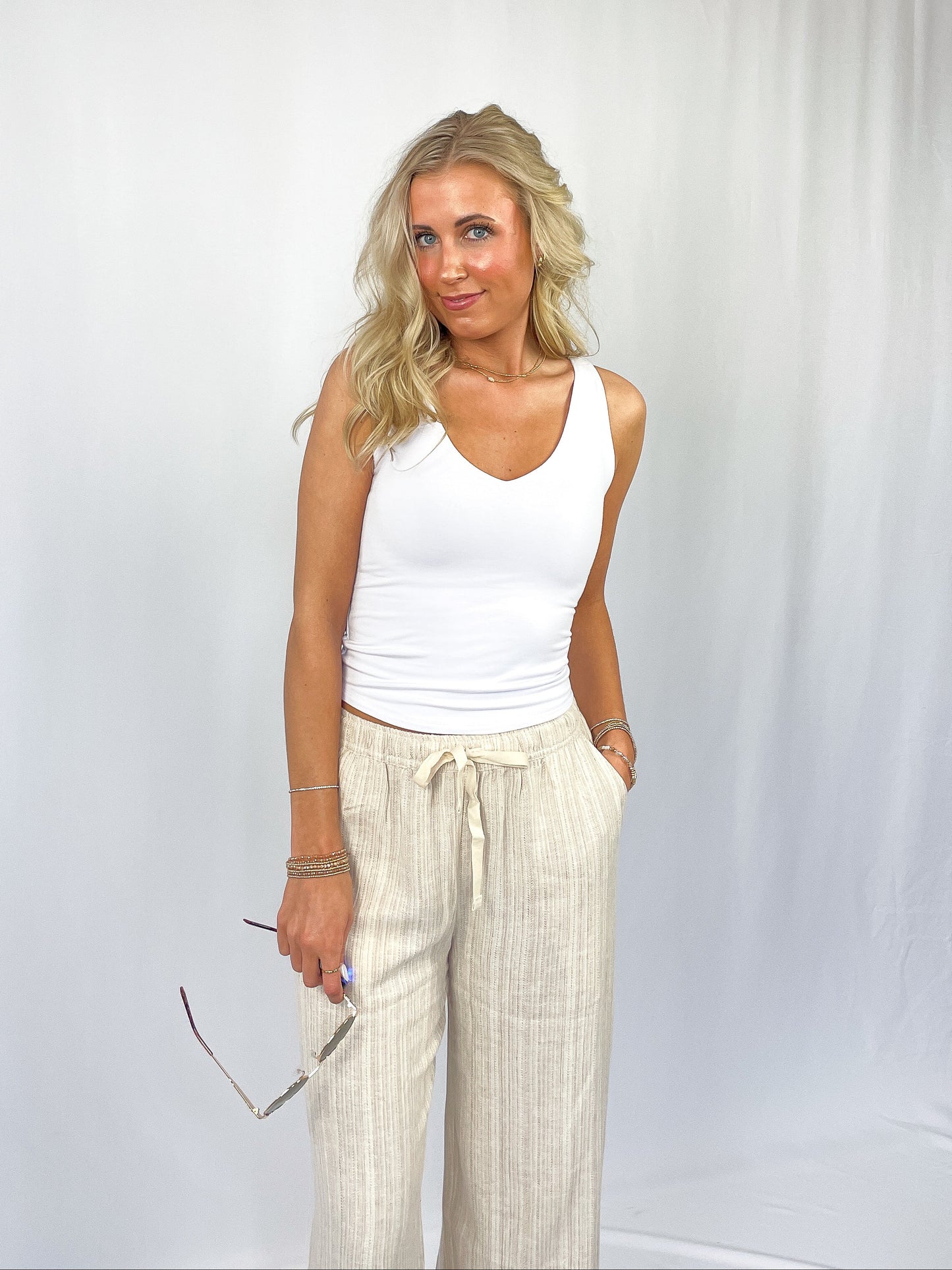 Double lined v-neck soft tank top
