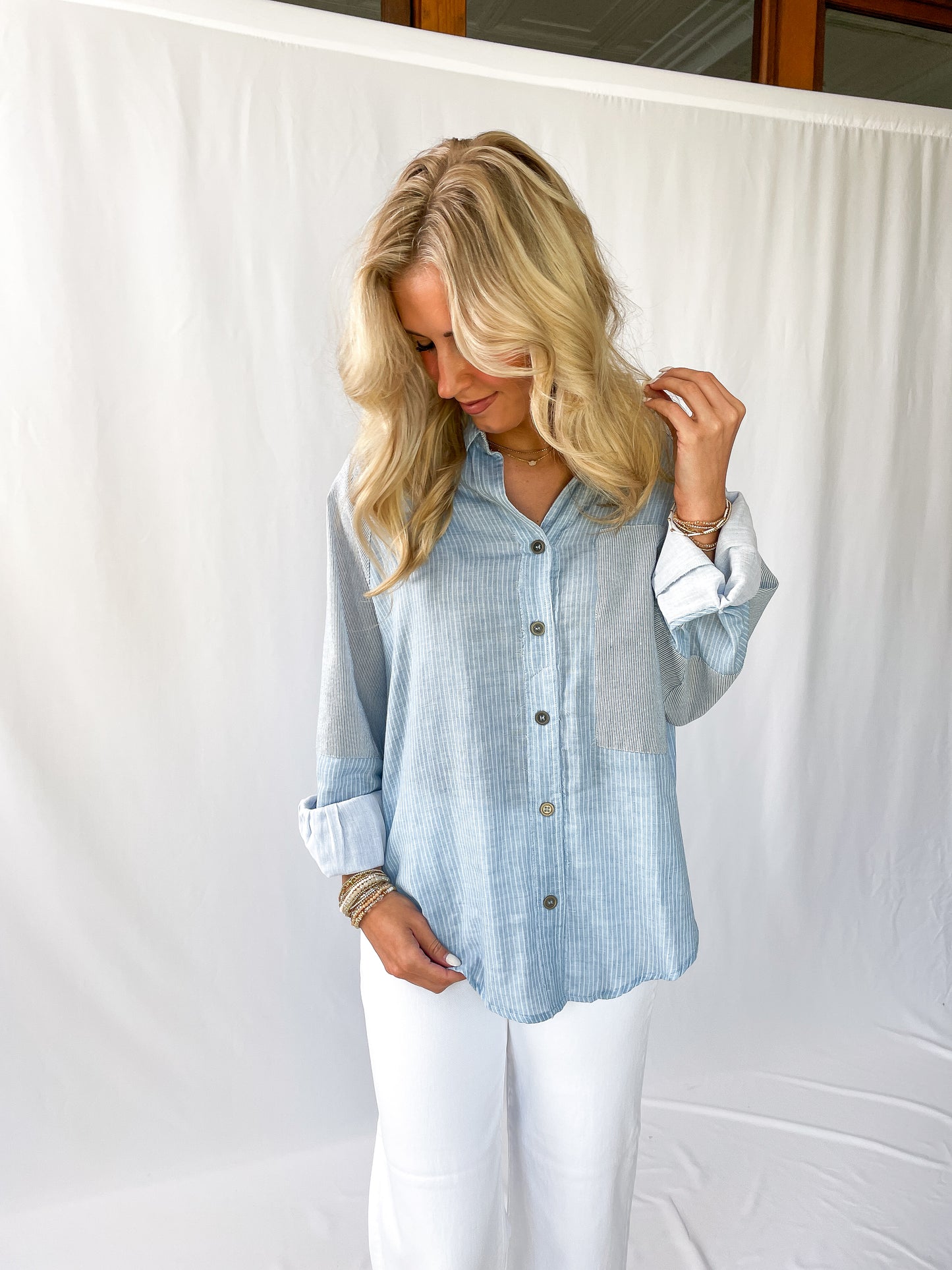 Sky Button Down