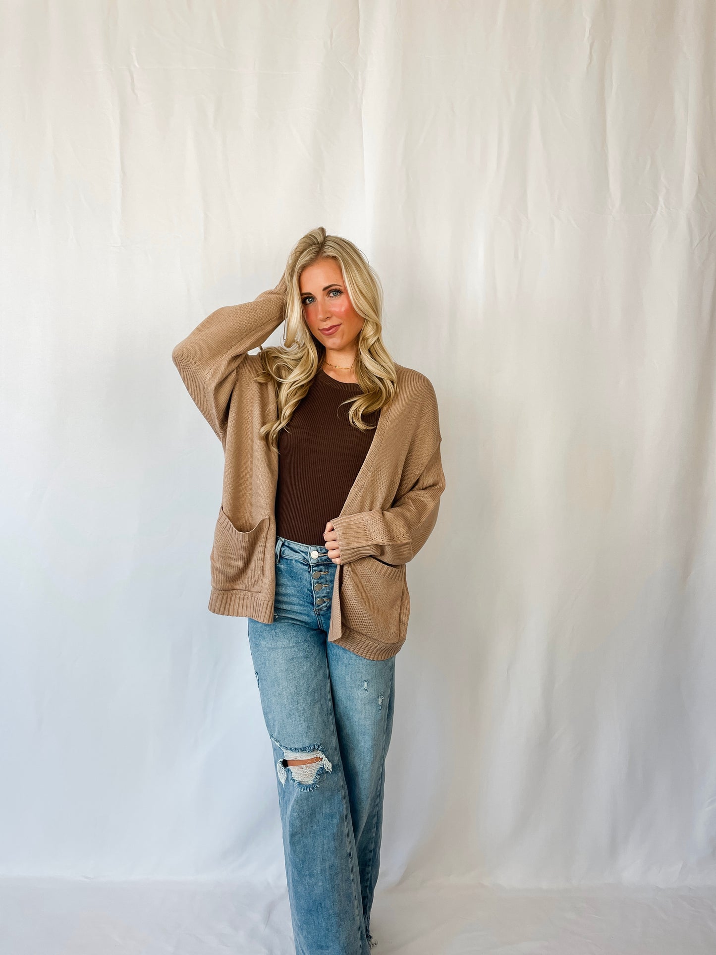 Taupe Oversized Cardigan