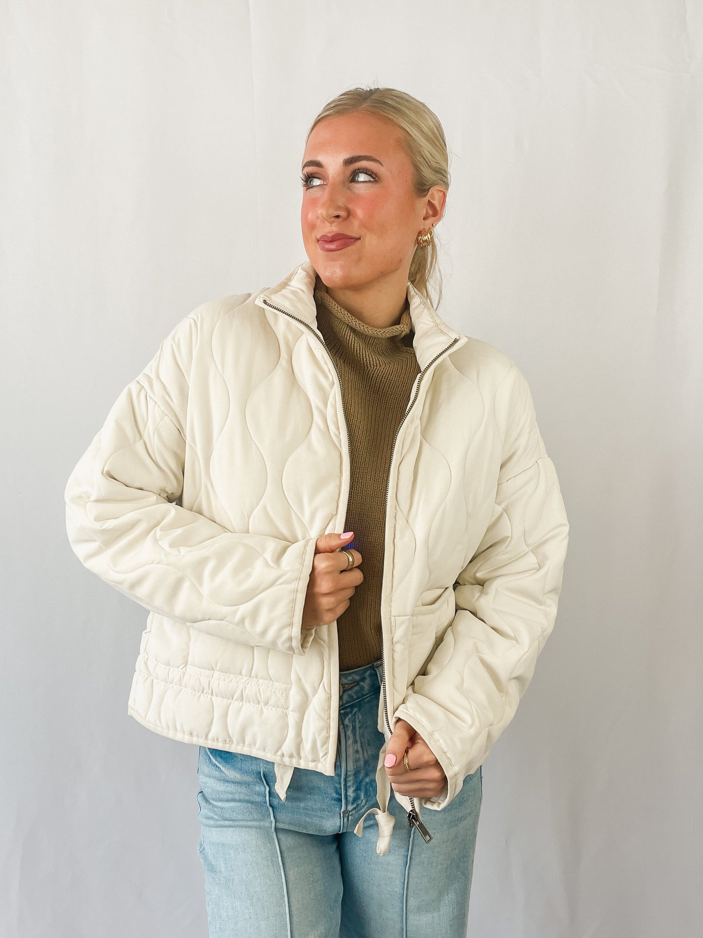 Cream Quilted Jacket