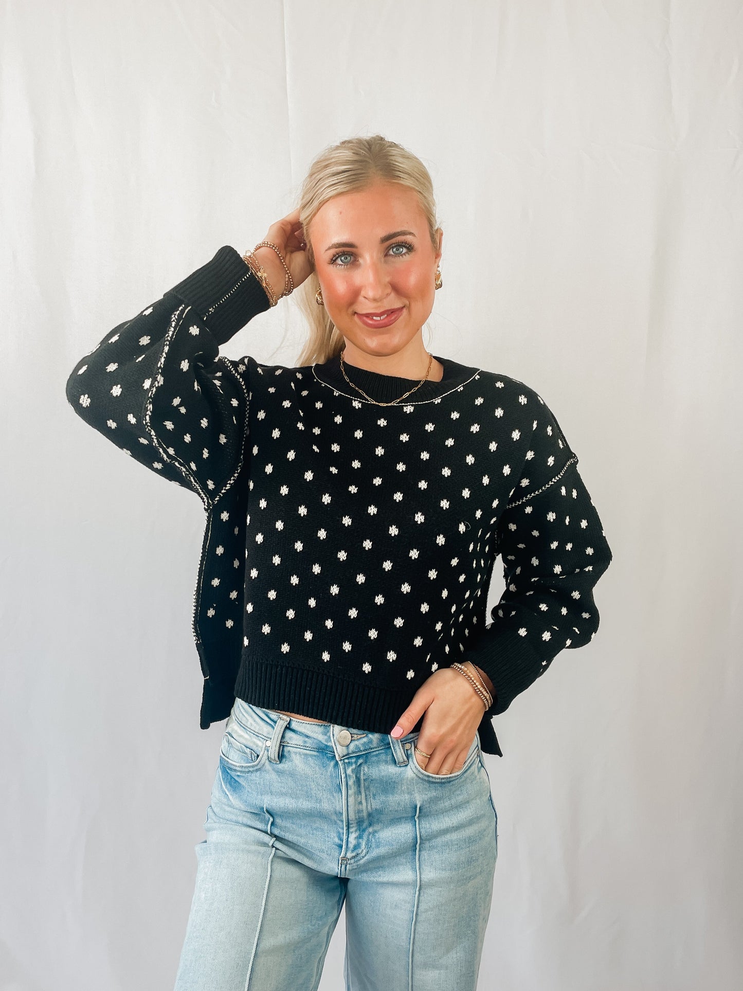Black & White Polka Dot Sweater