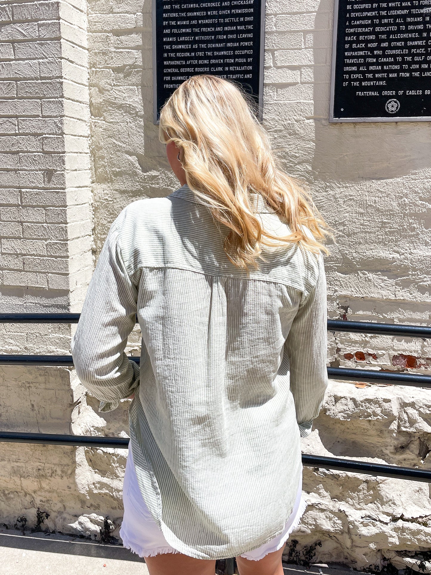 Key Lime Linen Button Down