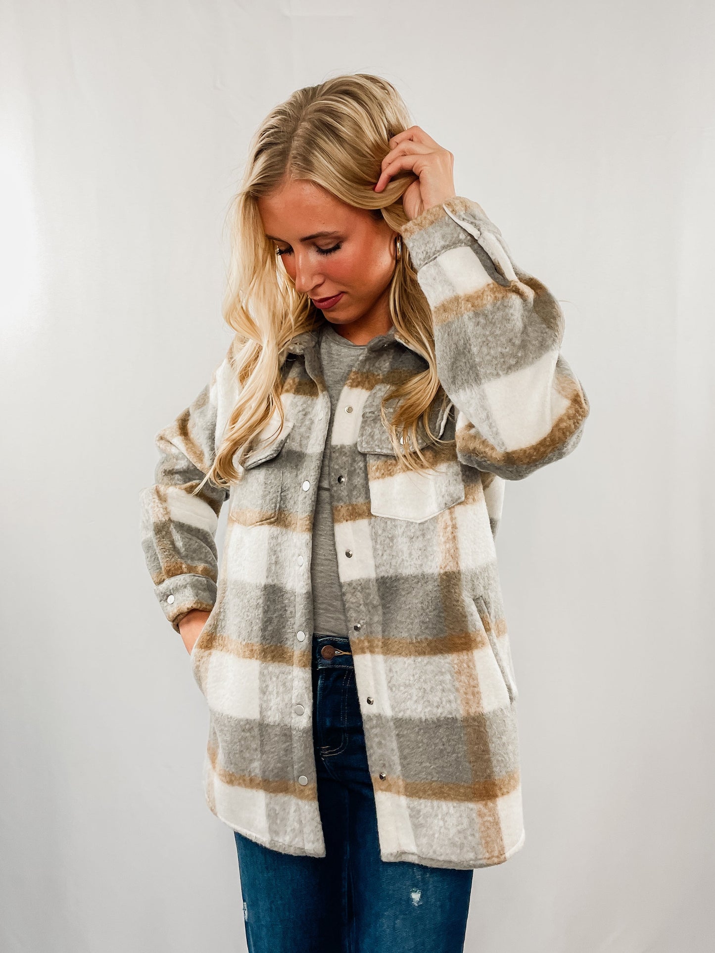 Grey Brushed Shacket