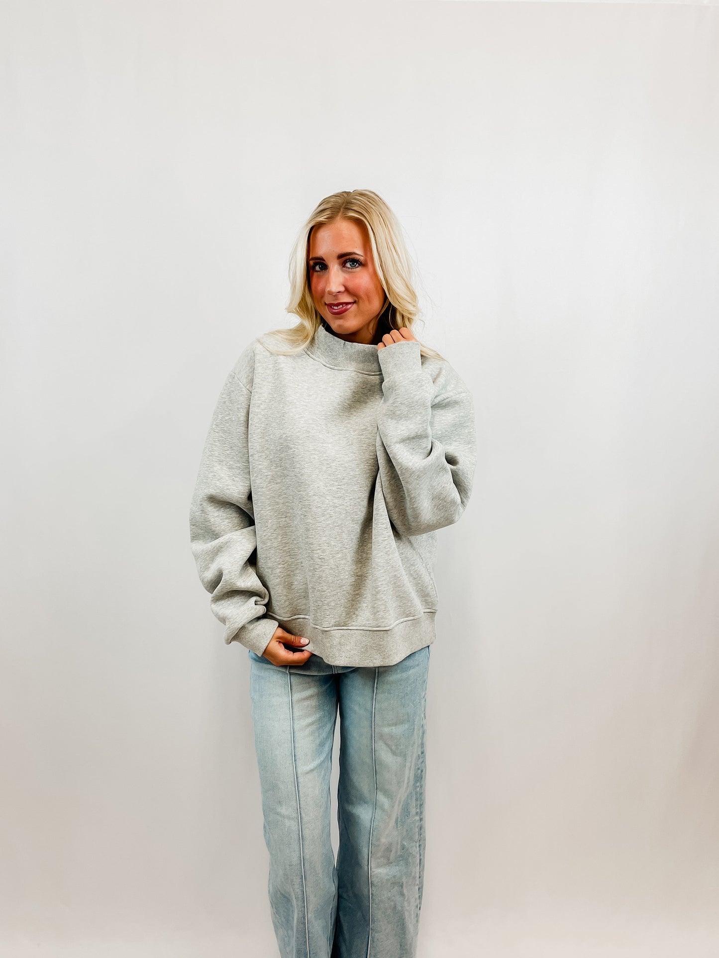 Heather Grey Mock Neck