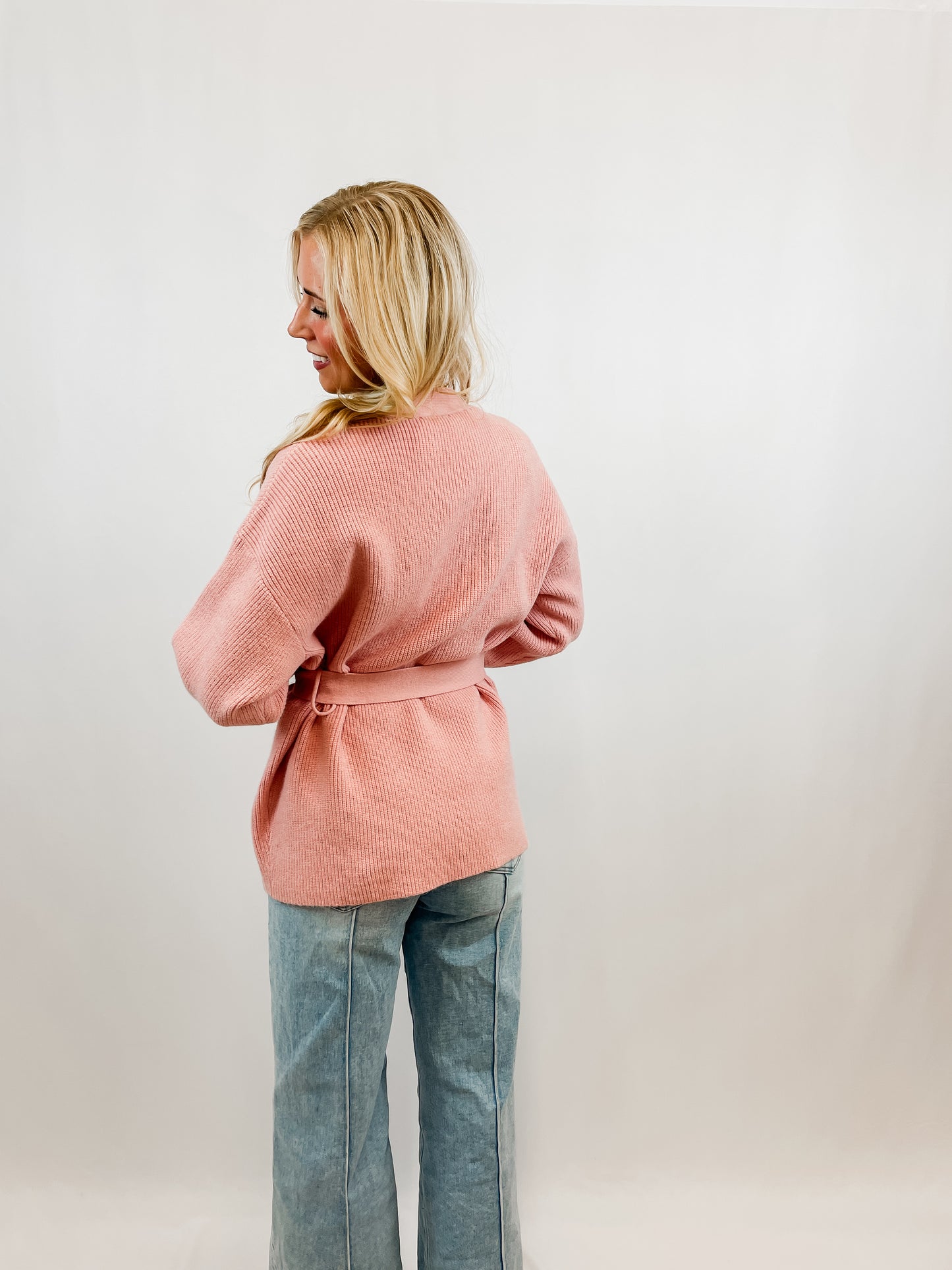 Baby Pink Tie Cardigan