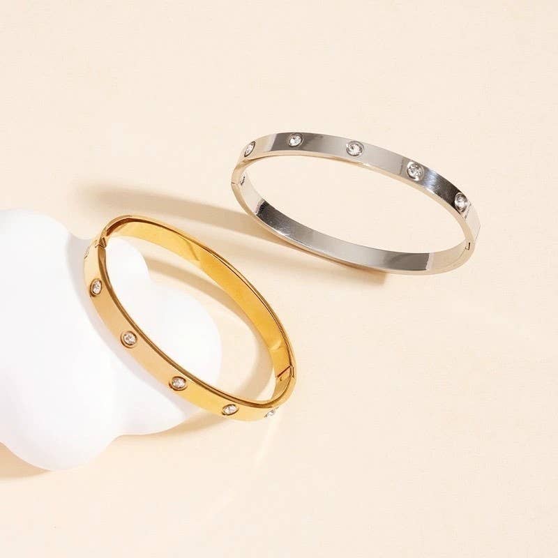 18K Non-Tarnish Waterproof Silver Bangle