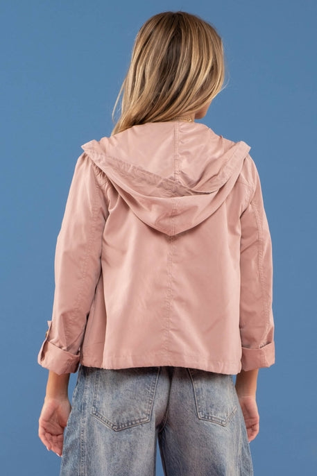 Dusty Pink Button Zip Up