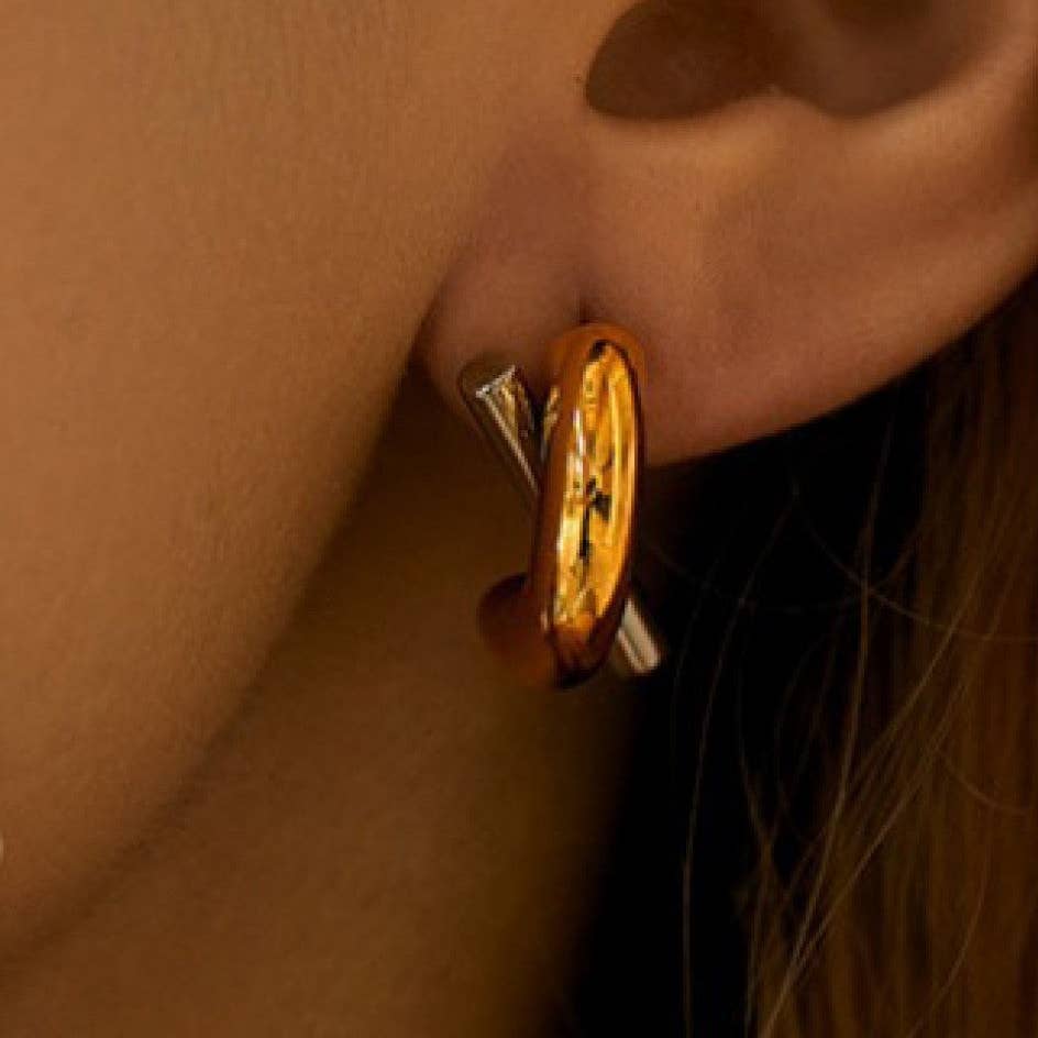 Two Tone Stud Earrings