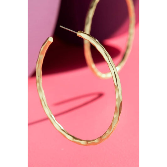 Hammered Metal Hoops - Rosegold