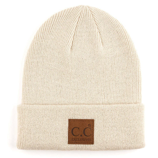 Beige CC Beanie Hat