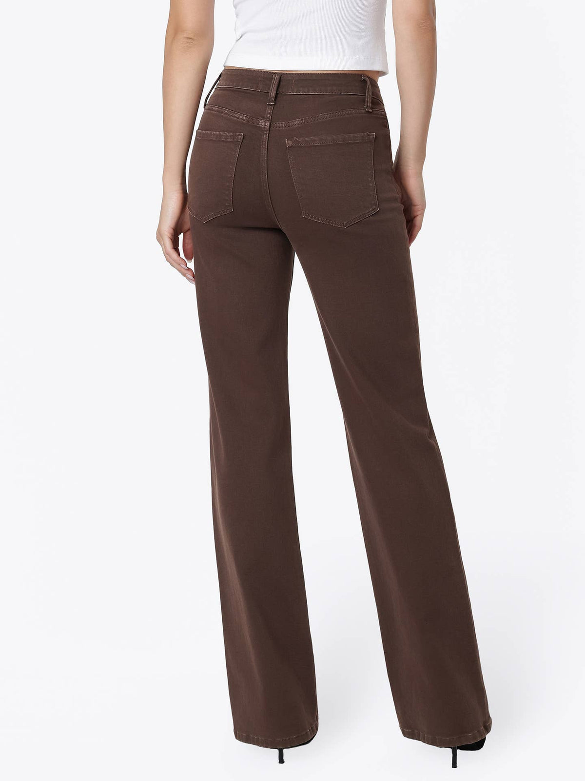High Rise Cocoa Slim Wide Jeans
