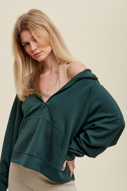 Green Scuba Half Zip Sweatshirt – Twelve Oak Boutique