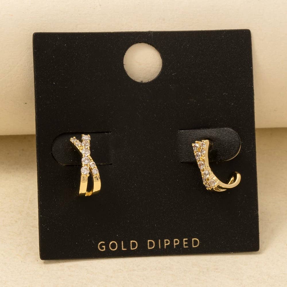 Gold X Pave Earrings