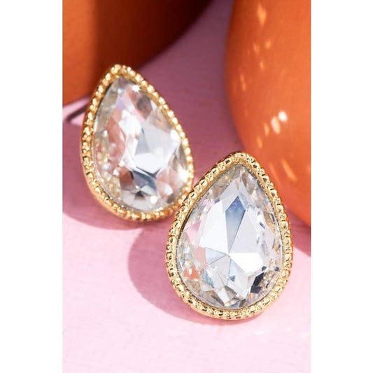 Teardrop Earrings - Crystal