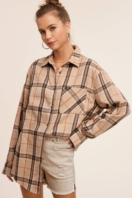 Encore Plaid Button Up (Tan)