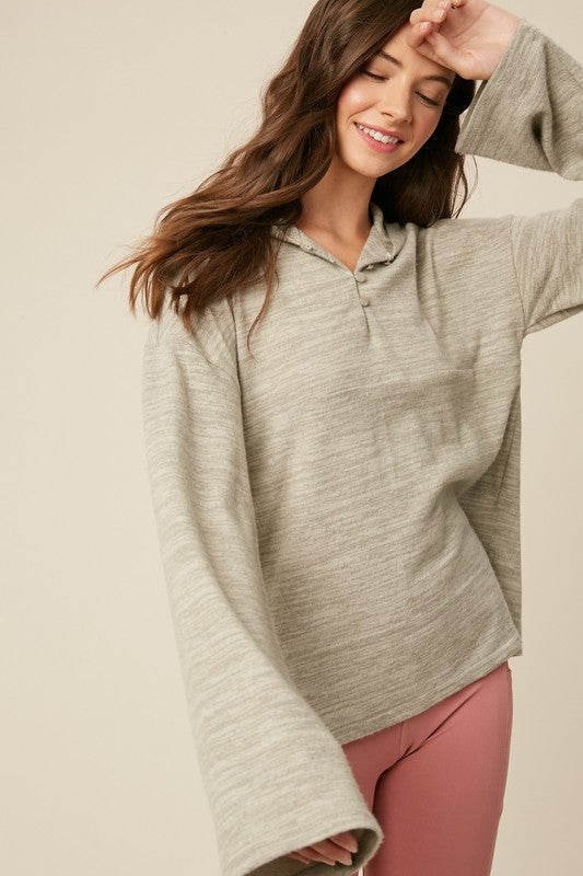 Bell Sleeve Knit Hoodie