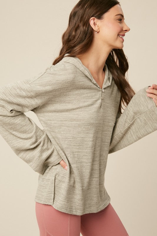 Bell Sleeve Knit Hoodie