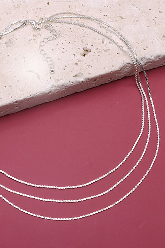 Triple Thin Layer Necklace (Silver)
