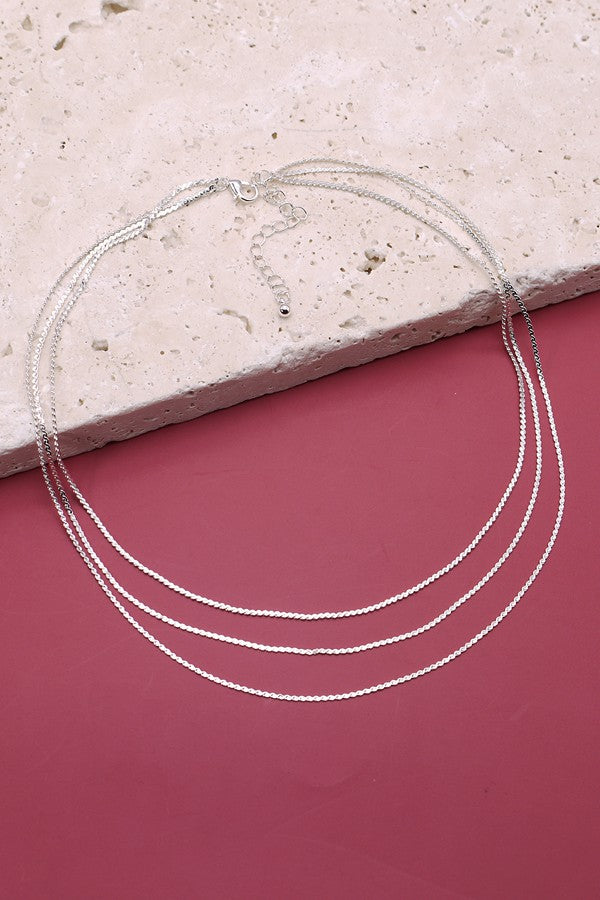 Triple Thin Layer Necklace (Silver)