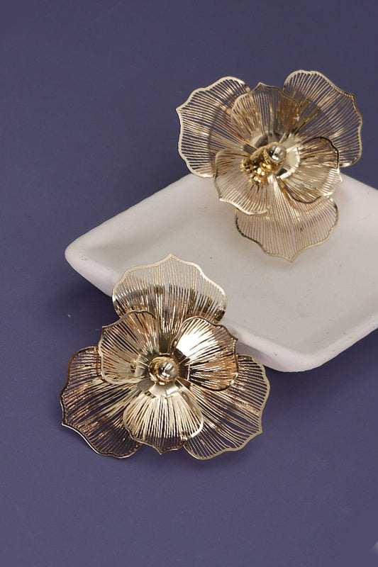 Gold Flower Post Earrings