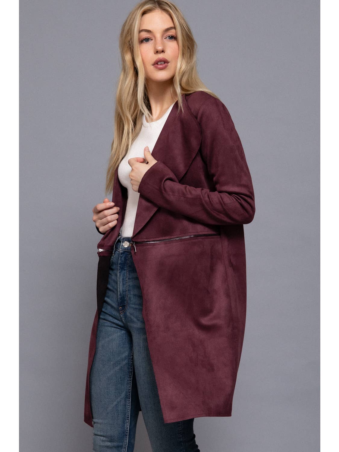 Allison Suede Zipper Detail Jacket