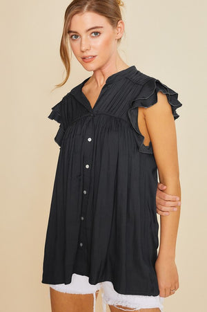 Ruffle Sleeve Flowy Tunic Top