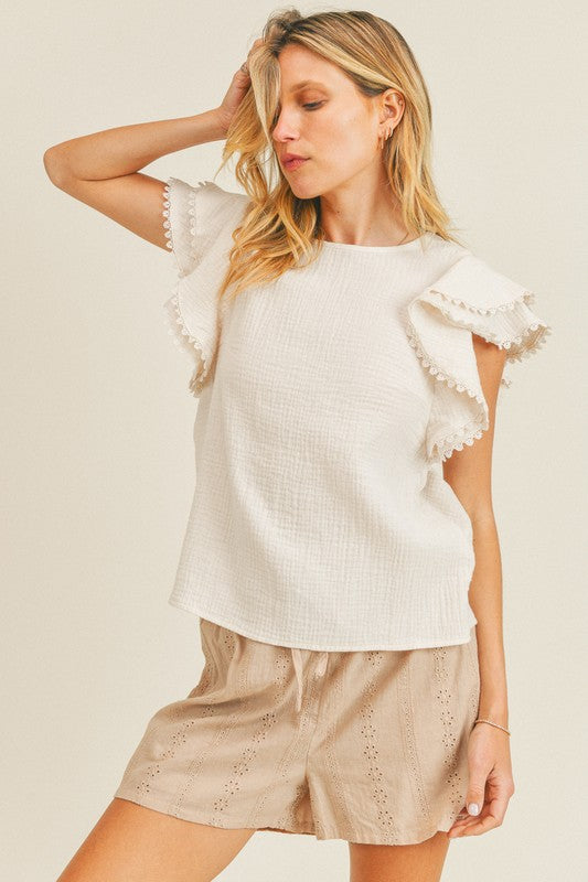 Flutter Sleeve Woven Top
