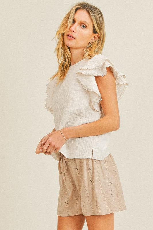 Flutter Sleeve Woven Top